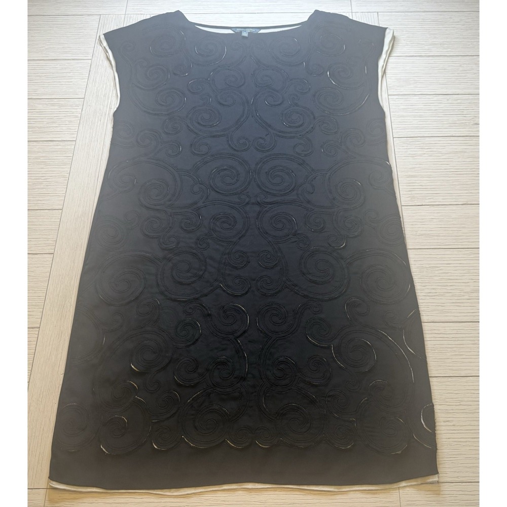 Catherine Malandrino Design Nation Black On Pearl Swirl Cutout Shift Dress Small